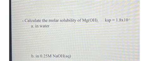 Solved Calculate The Molar Solubility Of Chegg