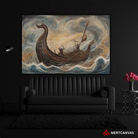 Viking Ship Art Canvas Viking Canvas Viking Gifts Sundown - Etsy