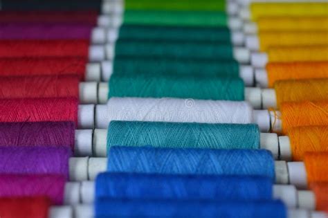 Colourful Thread Rolls Arranged In A Box Stock Photo Image Of Design