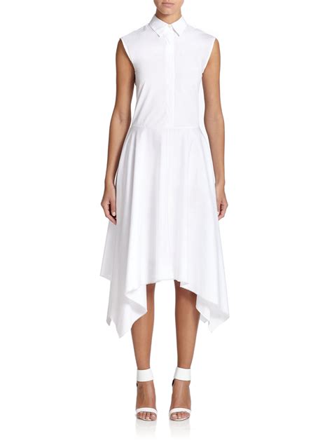 Adam lippes Collared Handkerchief-Hem Dress in White | Lyst