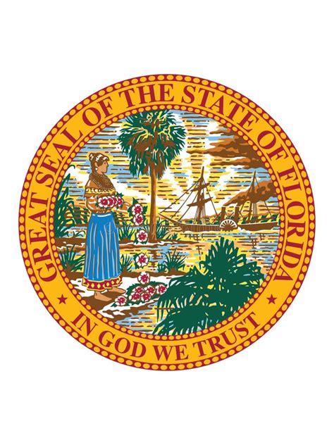 Great Seal Of Florida The Sunshine State Stock Vector Illustration Of