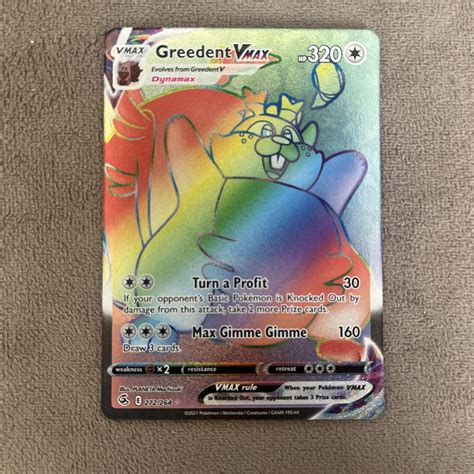 Greedent Vmax Rainbow Rare Pokemon Tcg Fusion Strike Nm Ebay