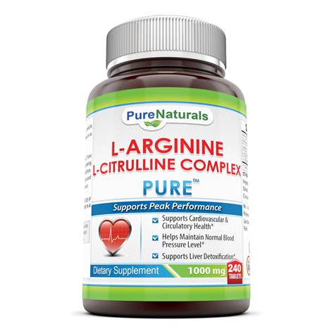 Pure Naturals L Arginine L Citrulline 1000 Mg 240 Tablets