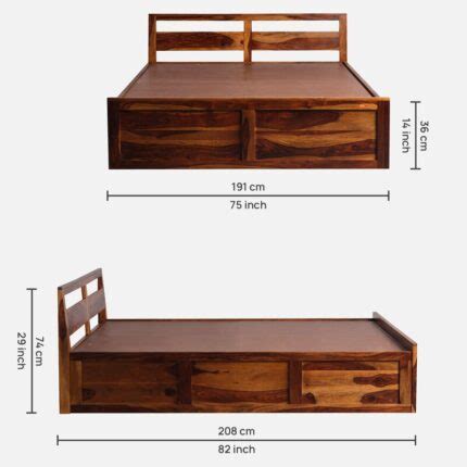 Kosmo Rayan King Size Bed With Box Storage In Natural Teak Finish