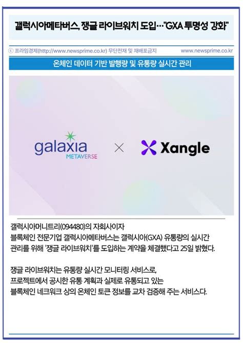 카드 갤럭시아메타버스 쟁글 라이브워치 도입gxa 투명성 강화 네이트 뉴스