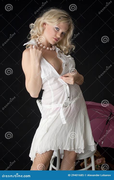 The Blonde In A White Dress Stock Image Image Of Sexual Hair 29401685