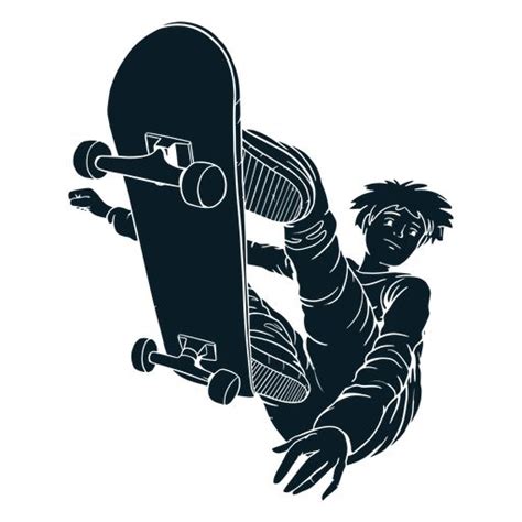 Male Skater Tricks Character Black Png Svg Design For T Shirts