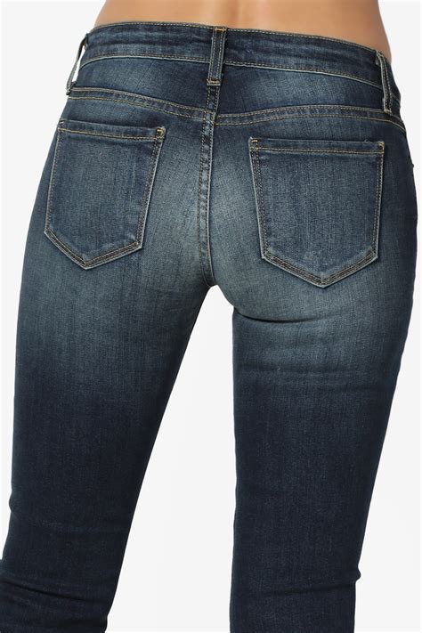 Themogan Womens Versatile Vintage Washed Stretch Denim Mid Rise Slim