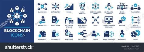 Blockchain Technology Icon Set Cryptocurrency Icons Stockvector