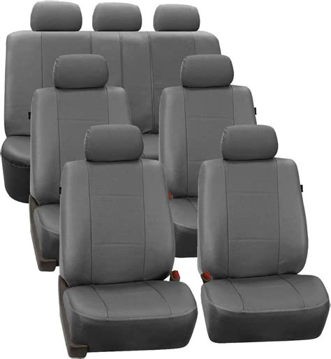 Fh Group Fh Pu007217 3 Row Deluxe Leatherette Car Seat Covers W 7 Headrests Airbag Compatible