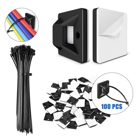 100 Pcs Self Adhesive Cable Tie Mounts Strongly Adhesive Backed Zip Tie Base Holders For Home