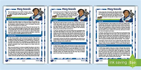 UKS2 Mary Seacole Differentiated Reading Comprehension