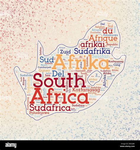 South Africa Shape Whith Country Names Word Cloud In Multiple Languages