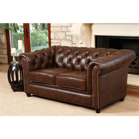 Shop Abbyson Vista Tufted Distressed Brown Italian Chesterfield Leather