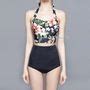 Salanghae Set Halter Floral Print Bikini Top High Waist Swim