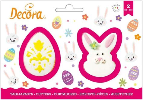 Decora 0255074 Set 2 Tagliapasta Uovo E Faccia Coniglietto In Plastica