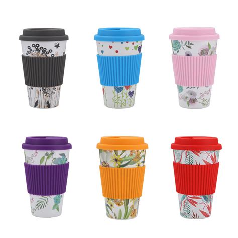 Biodegradable Ml Bamboo Fiber Coffee Cup With Silicone Cover