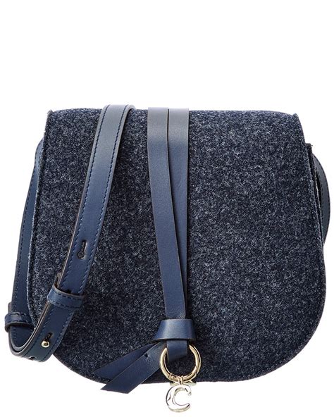 Buy Chloé Alphabet Mini Felt Saddle Bag Blue At 24 Off Editorialist