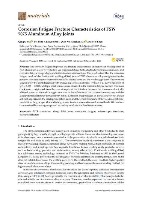 PDF Corrosion Fatigue Fracture Characteristics Of FSW 7075 Aluminum