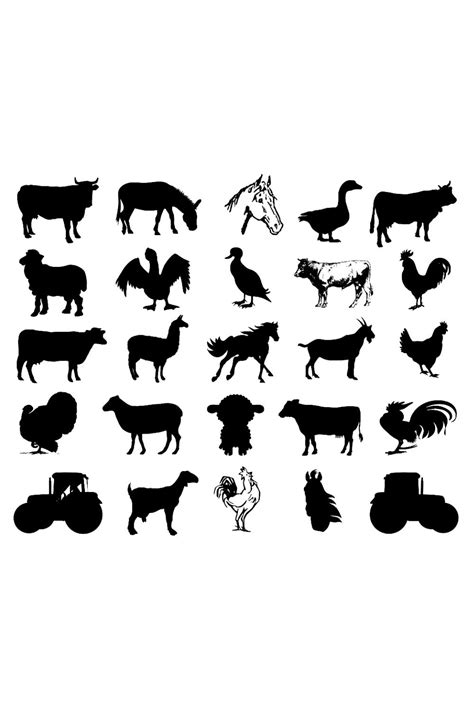 Farm Animals Silhouette Bundles Masterbundles