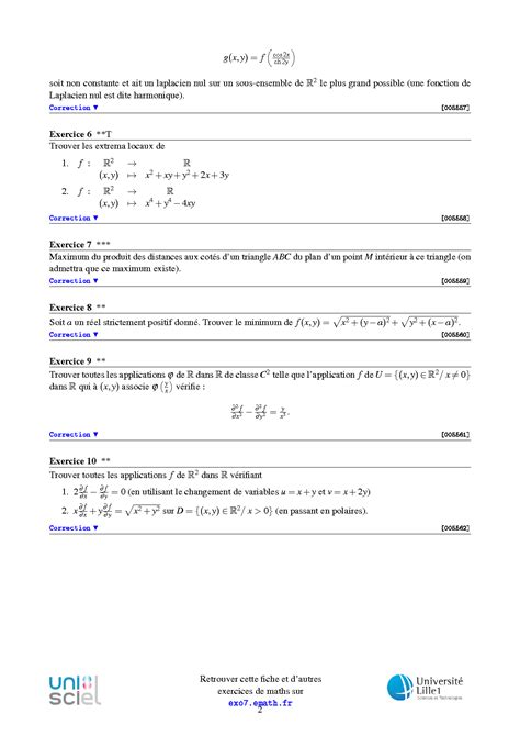 Solution Fonctions De Plusieurs Variables Studypool