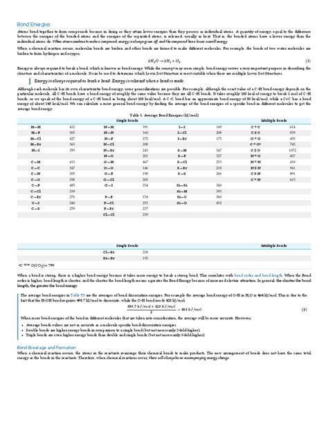 Bond Energies Chemistry Libretexts Pdf Chemical Reactions Chemical Bond