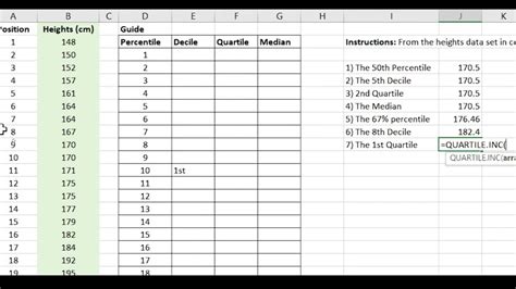 How To Find Percentiles Deciles And Quartiles Using Excel Youtube