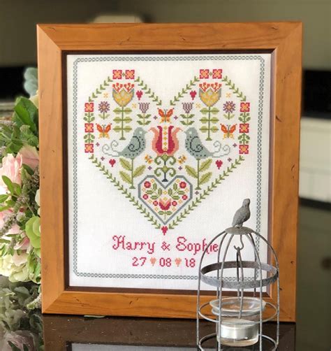 Scandi Heart Wedding Cross Stitch Kit Etsy Wedding Sampler Cross