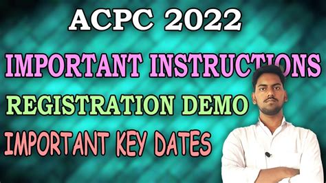 ACPC 2022 LIVE REGISTRATION IMPORTANT INSTRUCTIONS IMPORTANT KEY