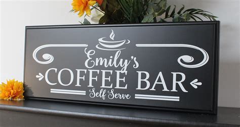 Coffee Bar Sign Kitchen Decor Art Kitchen Coffee Station Personalized