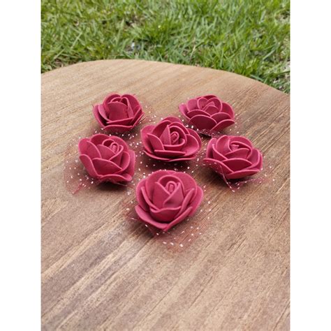 Mini Rosas Flores Em Eva Cor Marsala Escorrega O Pre O