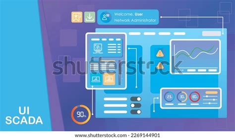 Hmi Scada Template Industrial Flat Design Stock Vector Royalty Free