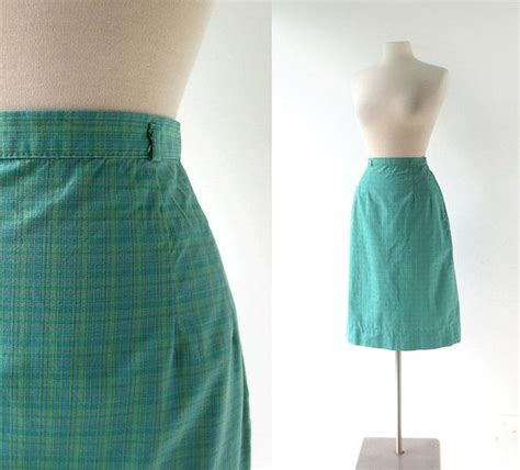 1960s Green Plaid White Stag Skirt Green Plaid Skirt Plaid Skirts