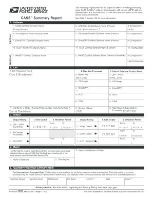 Fillable Online Cass Summary Report Exact Data Fax Email Print