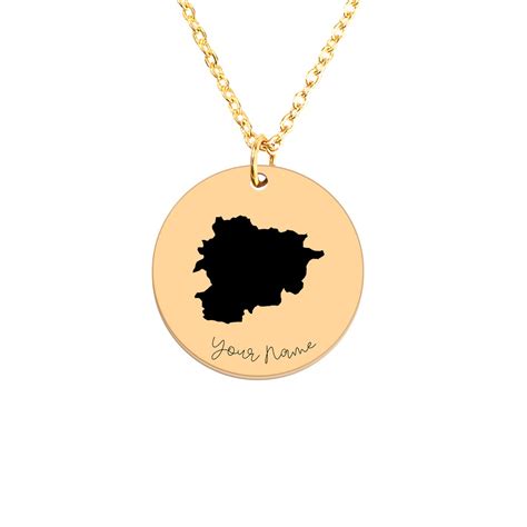 Andora Country Map Necklace Your Name Necklace Minimalist Necklace