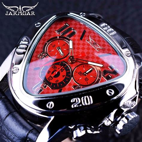 Jaragar 2016 Sport Racing Series Red Fashion Dial Genuine Leather Strap ...