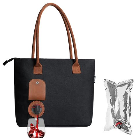 Buy Tirrinia Wine Tote Bag With Hidden Dispenser Insulated Large Wine Carrying Carrier Set With