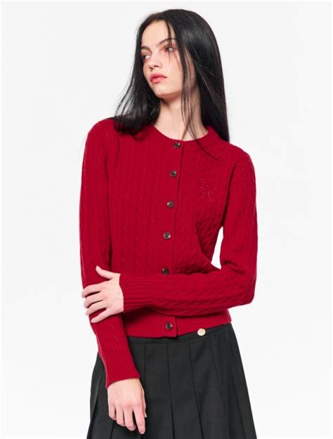 MUSINSA公式 GENERAL IDEA GNRL Cable Cardigan RED WBC3L04501