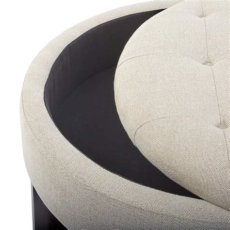 Javier Cream Fabric Tufted Round Storage Ottoman 945w1 Lamps Plus