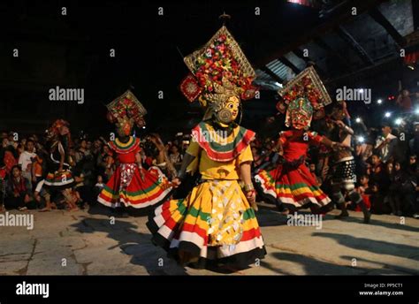 Kathmandu Nepal 22nd Sep 2018 Masked Dancers Perform In Celebration