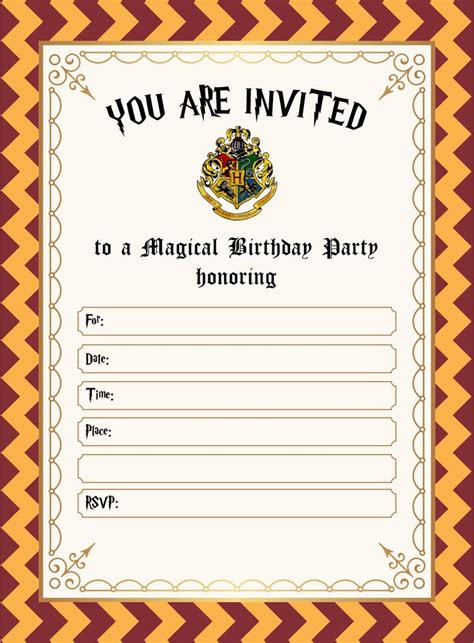 A Harry Potter Birthday Party Card With The Hogwarts Crest On It And An
