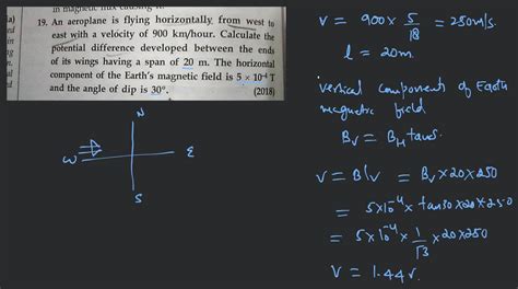 An Aeroplane Is Flying Horizontally From West To East With A Velocity