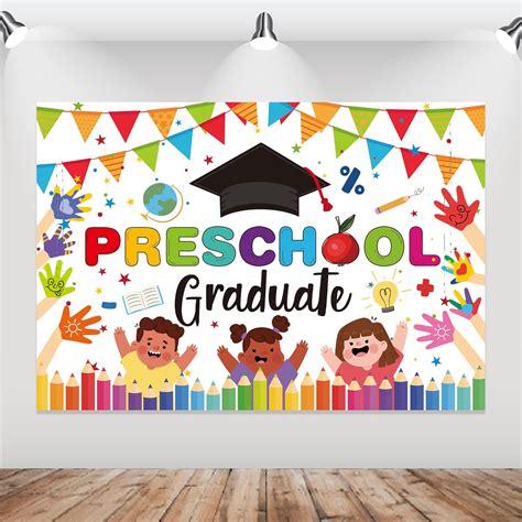 5×3 Ft Preschool Graduation Party Decorations Kindergarten Graduate Backdrop Banner