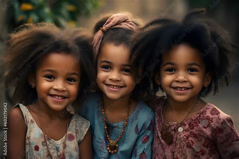 Group of little girls friends. Neural network AI generated Stock ...