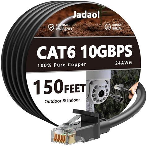 Cat6 Outdoor Ethernet Cable 150Ft Support Cat8 Cat7 Network 10Gbps