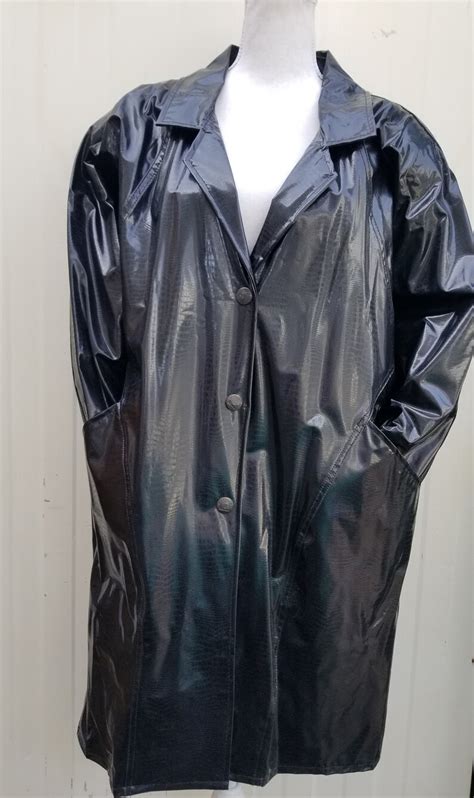 Vintage 70s Kenn Sporn Wippette Black Vinyl Snakeskin Rain Etsy