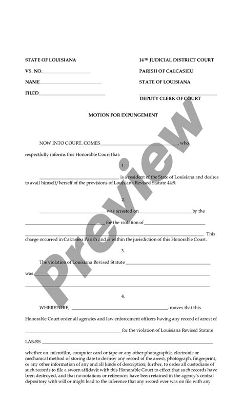 Louisiana Motion And Order For Expungement Expungement Letter Example