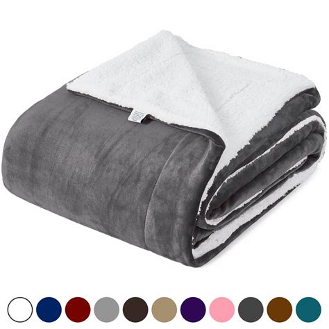 Kawahome Sherpa Luxurious Blanket Full Queen Size Dark Grey Super