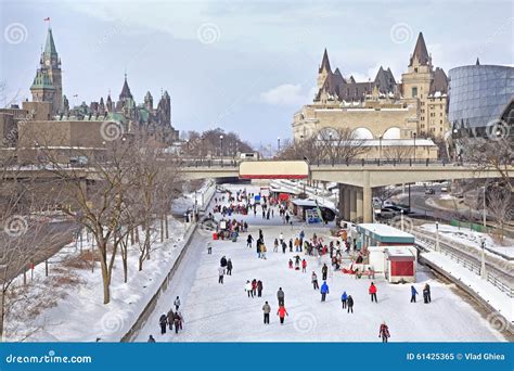 Rideau Canal Skating Rink in Winter, Ottawa Editorial Image - Image of ...