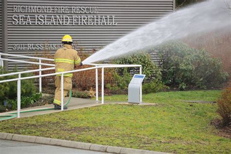 Fireman Using Fire Hose Editorial Photo Image Of Routinely 89166911